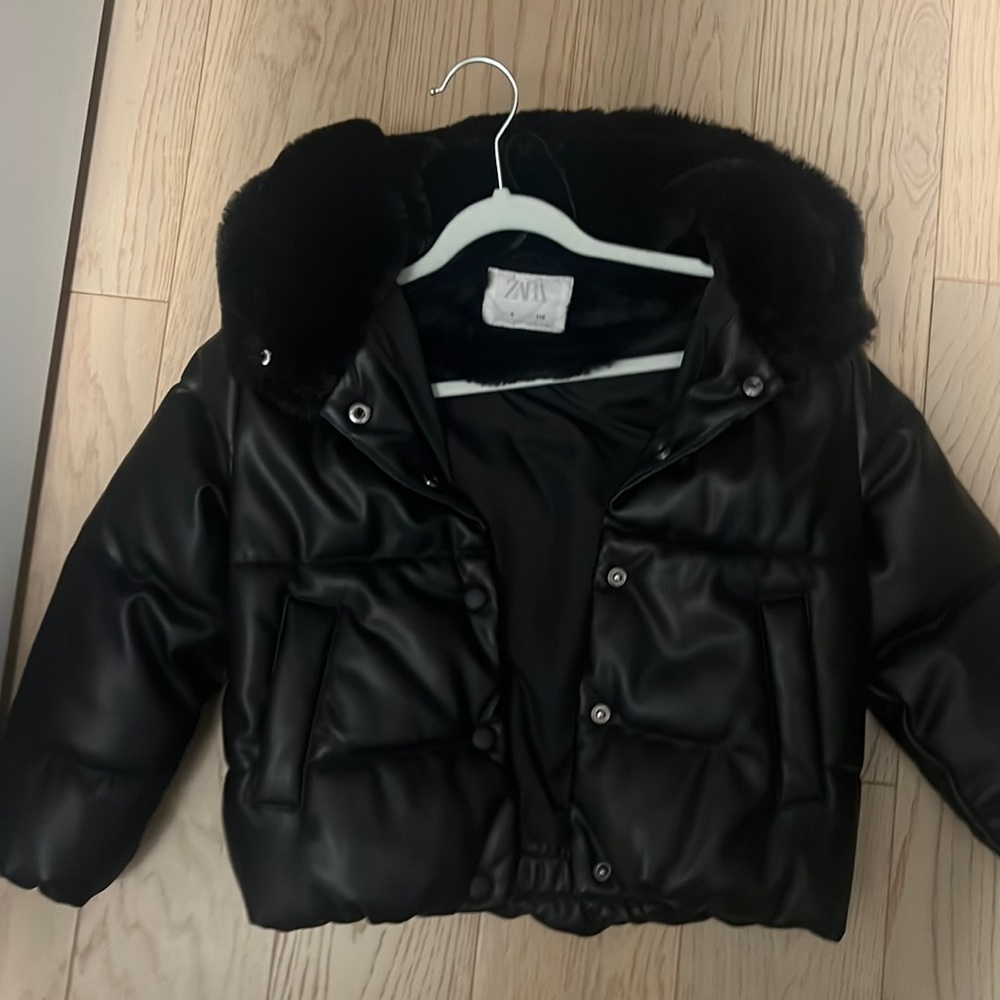 Zara pleather coat girls